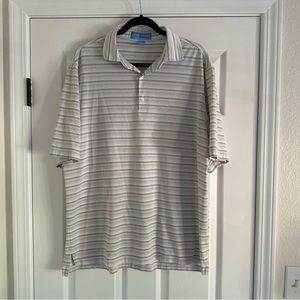 Fairway and Greene Men’s Polo Sz Large Striped White & Multicolor Pureformance